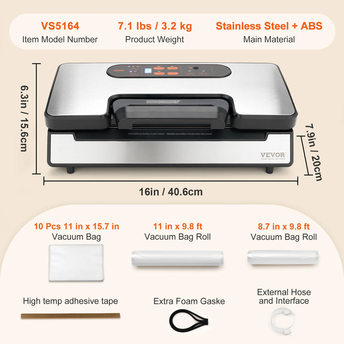 SucceBuy Food Vacuum Sealer Machine for Household Kitchen Packaging