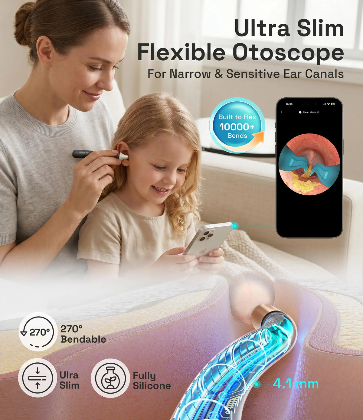 Wireless Otoscope Earwax Removal Kit With HD Camera