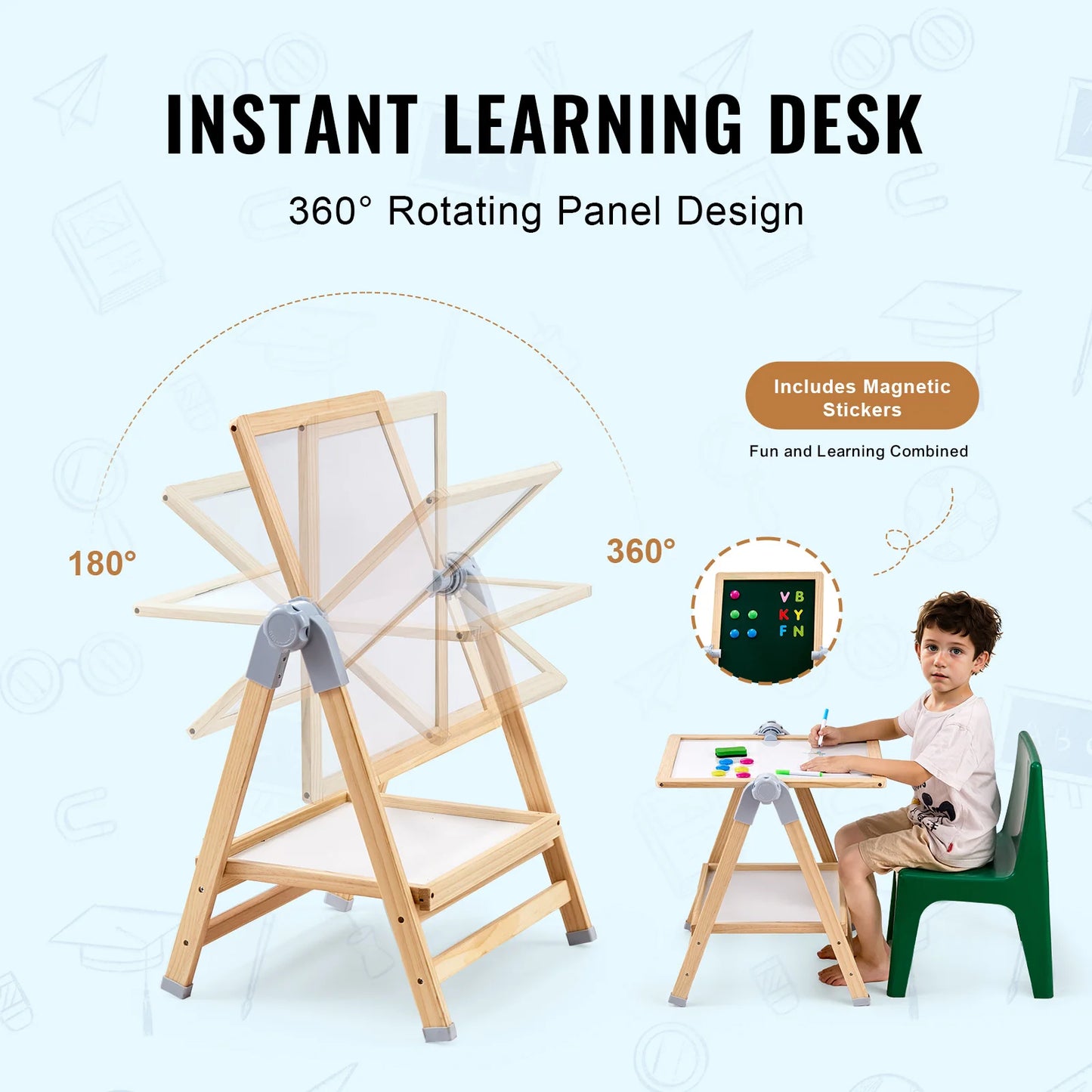 SucceBuy Standing Magnetic Drawing Board Easel With Paints