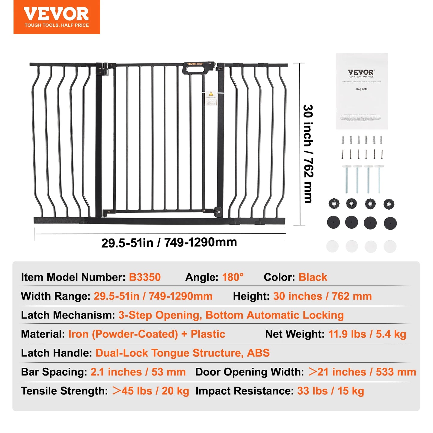 SucceBuy Pressure Mount Baby And Dog Step Thru Security Gate