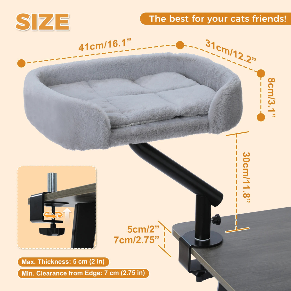 PAWZ Road Rotatable Cat Desk Hammock With Plush Cushion