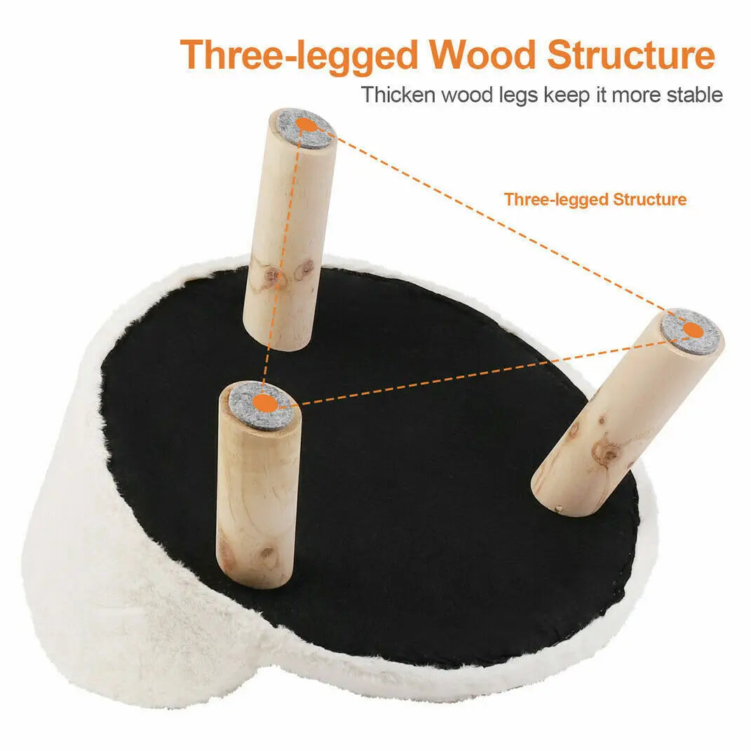 Luxurious Plush Cat Bed With Wooden Legs And Washable Cushion