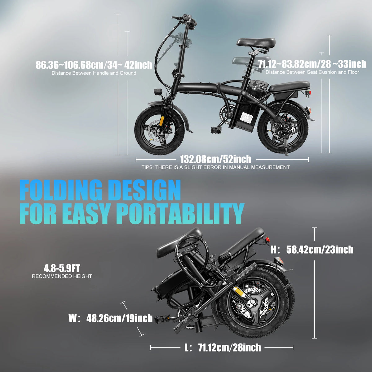 Hezzo T5 Folding Electric Bike With 750W Peak Power Motor