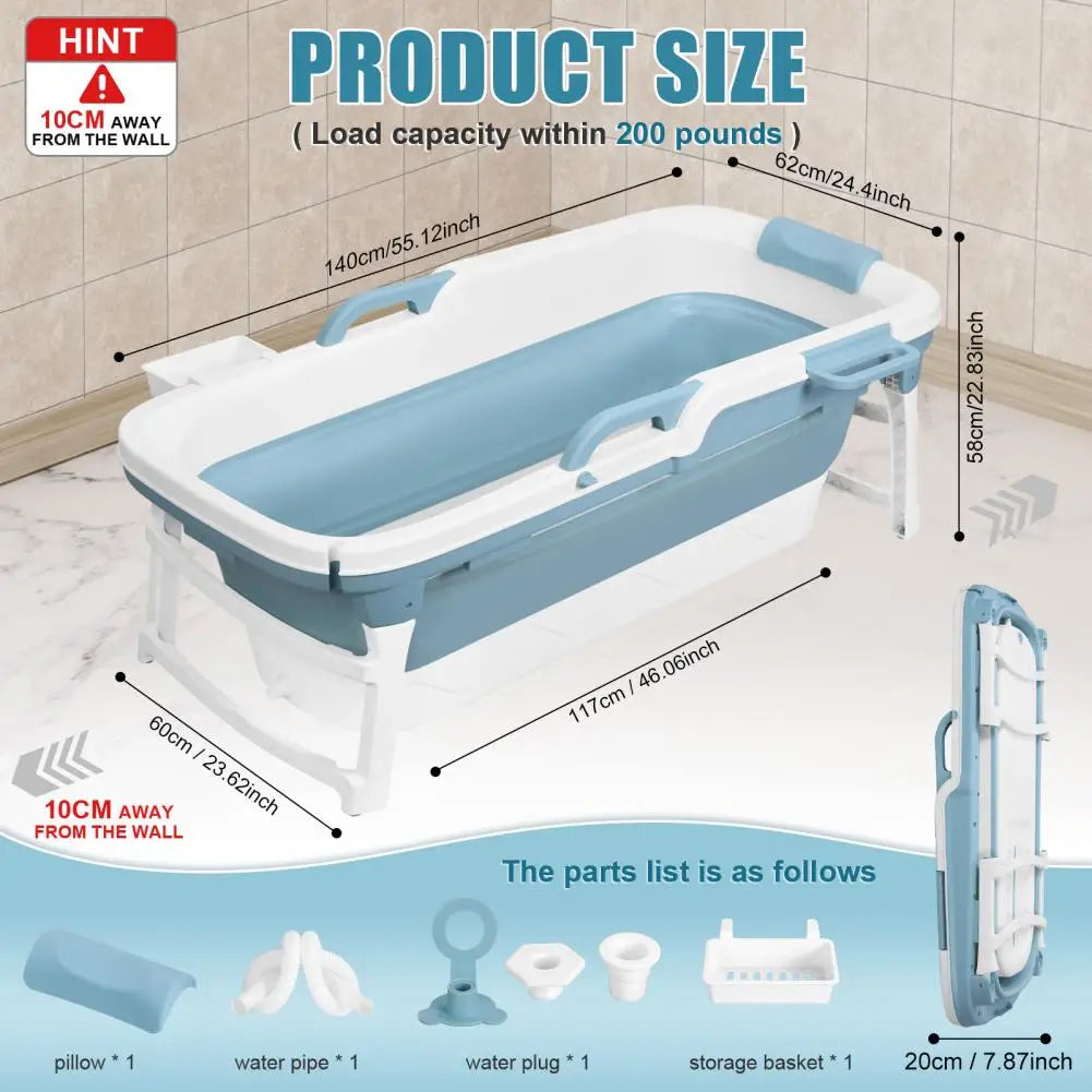 Portable Collapsible Bathtub for Adults and Kids with Handles