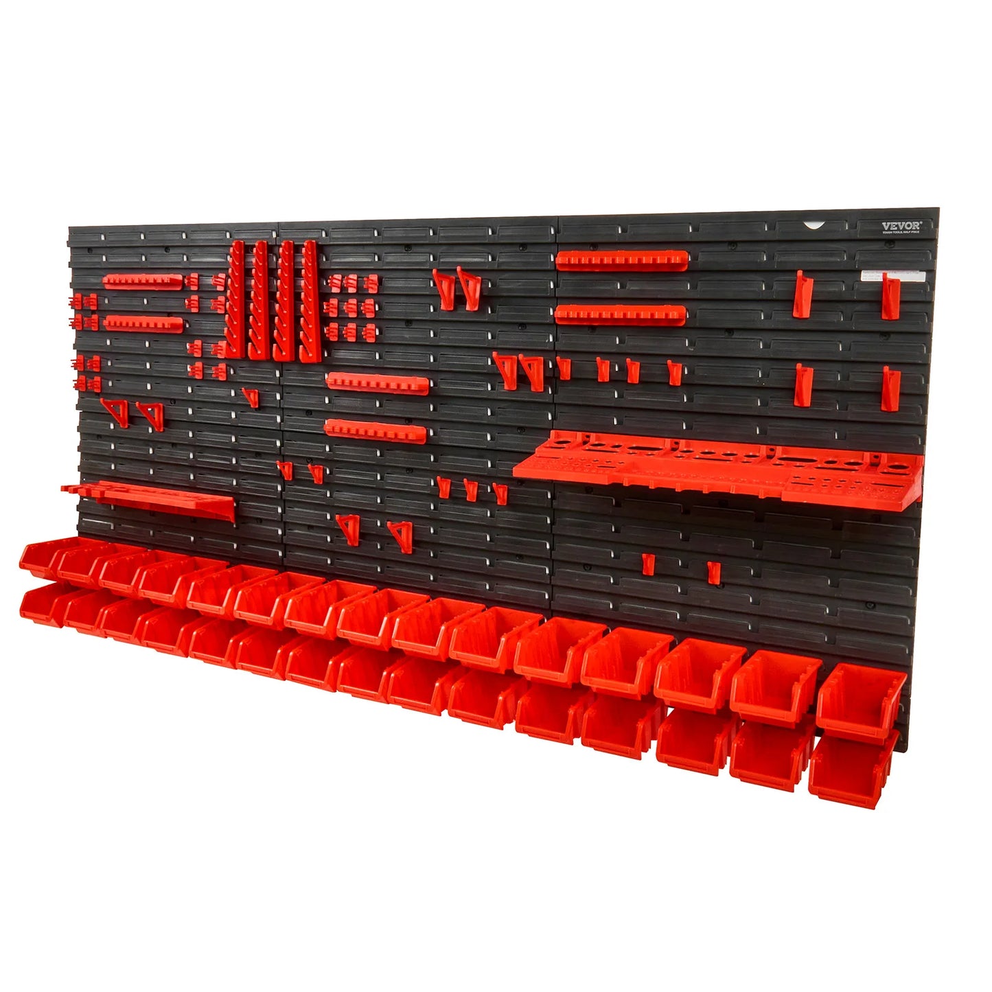 SucceBuy Wall Mounted Plastic Storage Bins Parts Organizer Rack