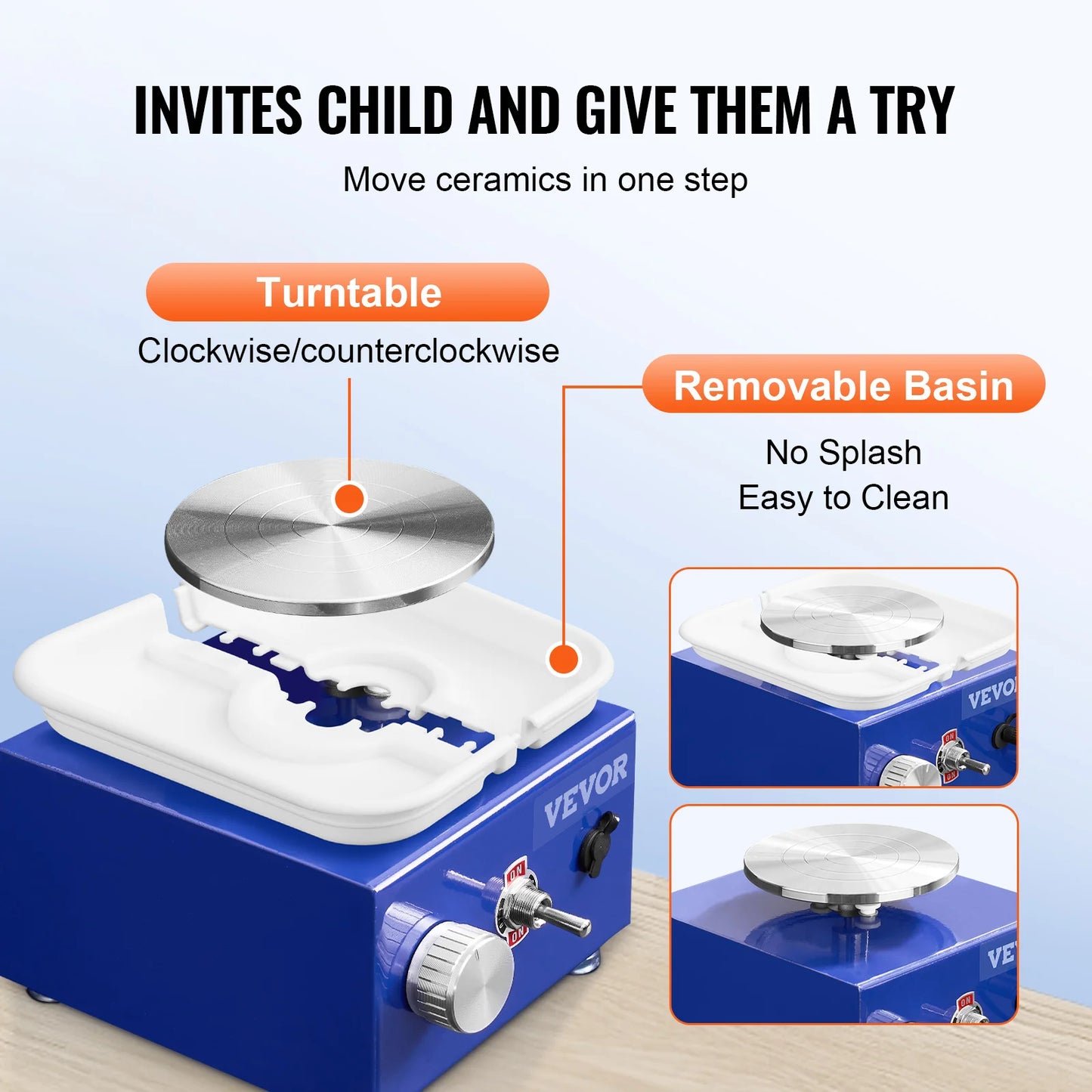 SucceBuy Mini Pottery Wheel With Adjustable Speed And Basin