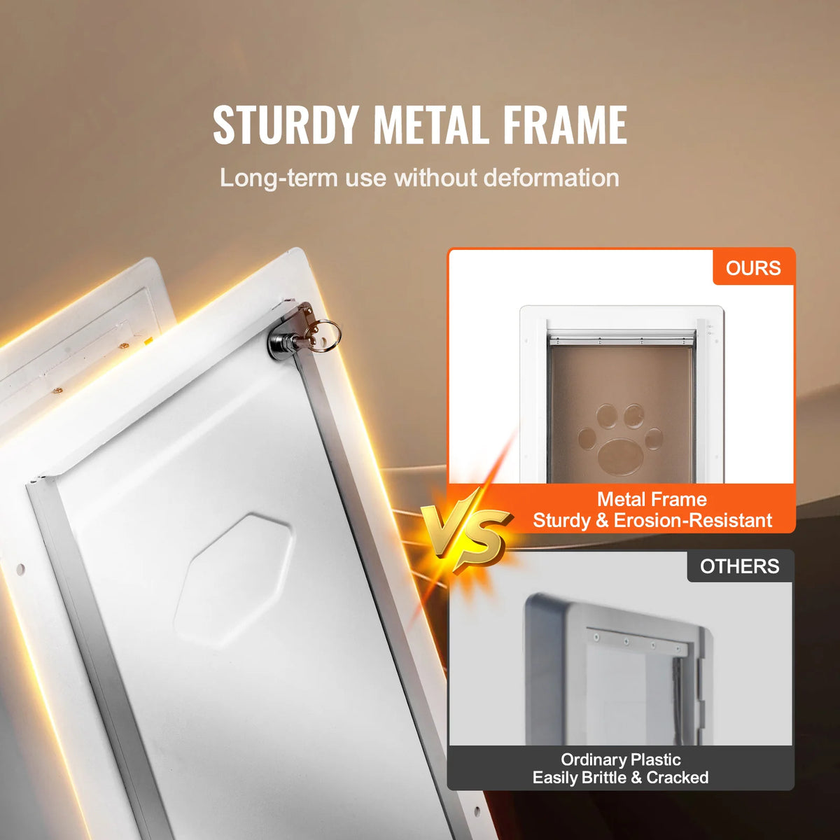 Pet Door Metal Frame With Lock And Three Flap Weatherproof
