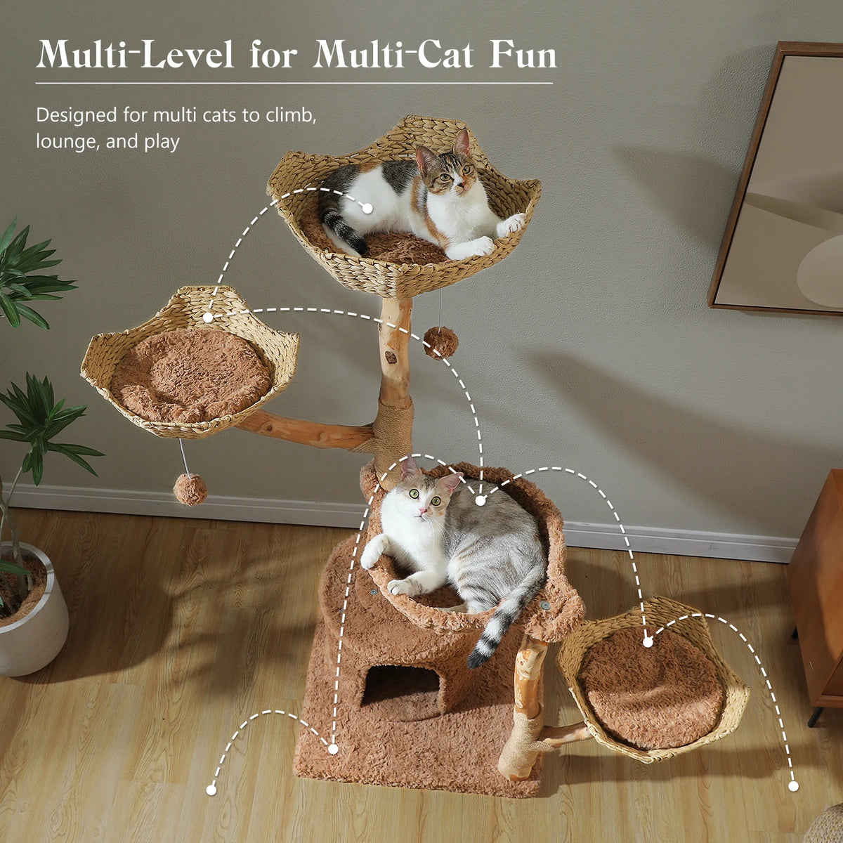 PAWZ Road Cat Tree Sisal Scratching Post Wicker Basket Bed