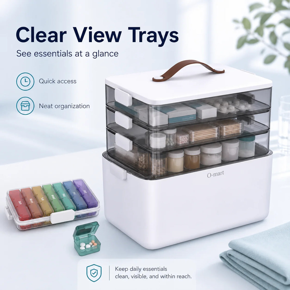 Joybos Medicine Storage Box With Removable Trays And Pill Organizer