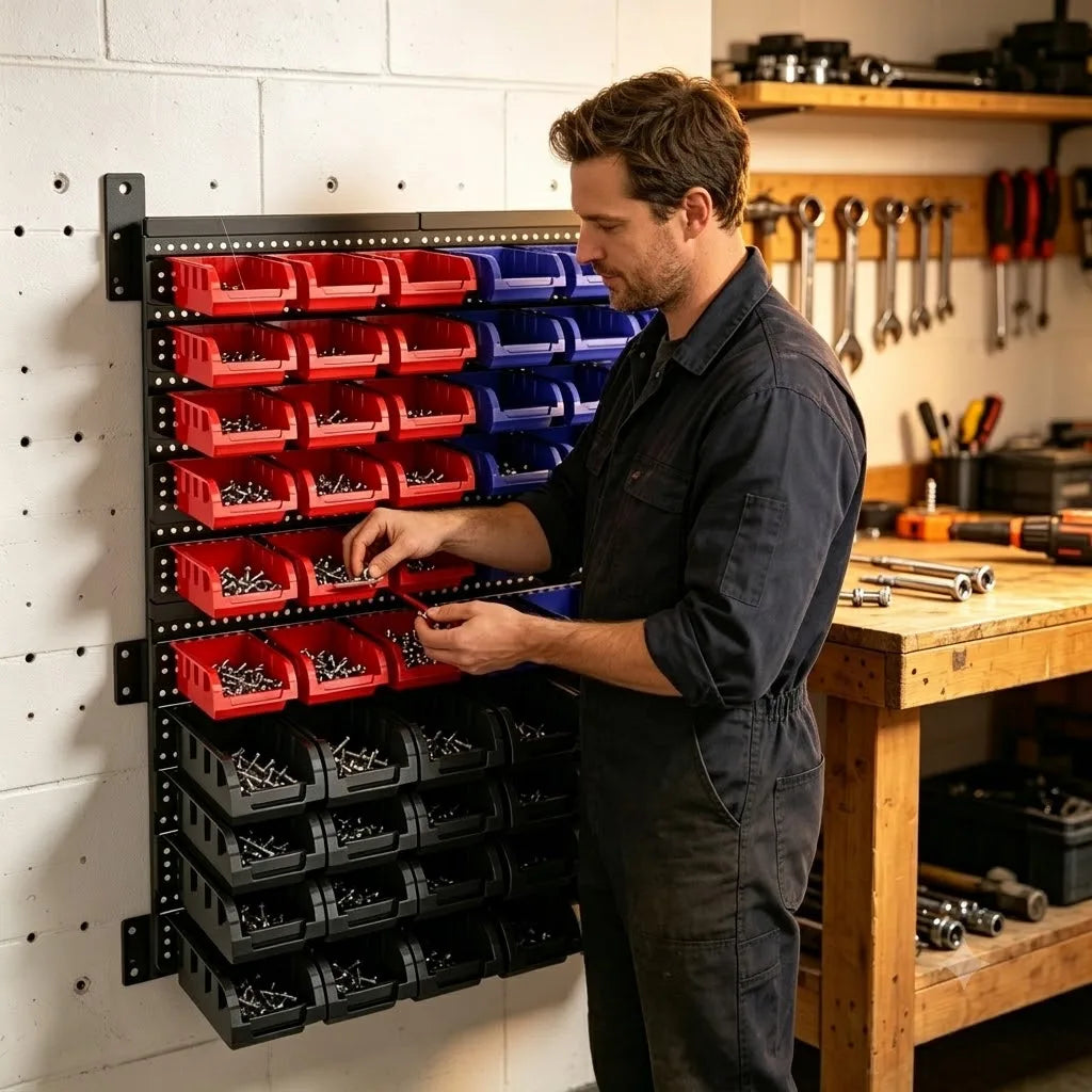 Wall Mount Plastic Parts Storage Rack For Garage Tool Organizer