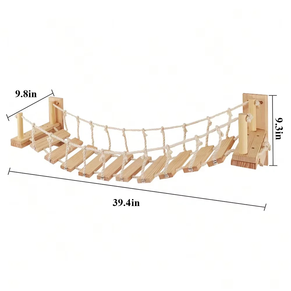 Wall Mounted Sisal Wood Cat Climbing Bridge Platform