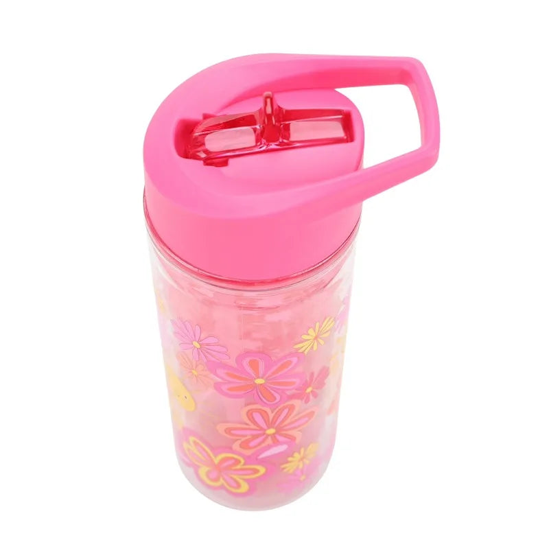 Flower Double Wall Insulated Water Bottle With Lid And Straw