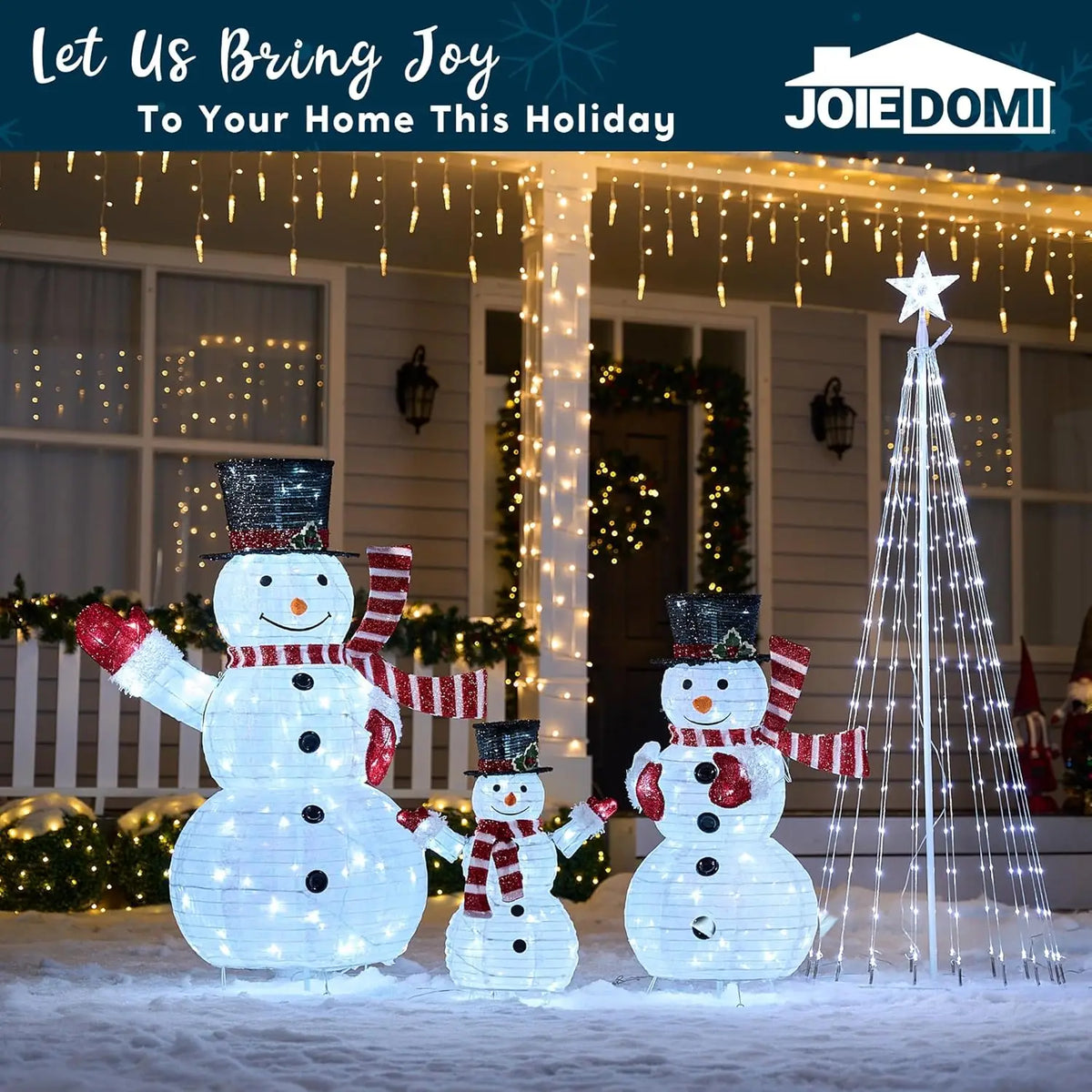 Joyfy 3D Collapsible Snowman LED Christmas Yard Lights