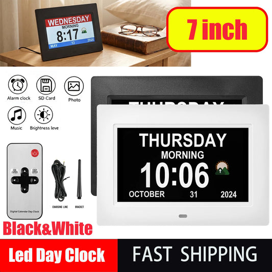 Digital Dementia Clock for Seniors with Day Date and Alarms