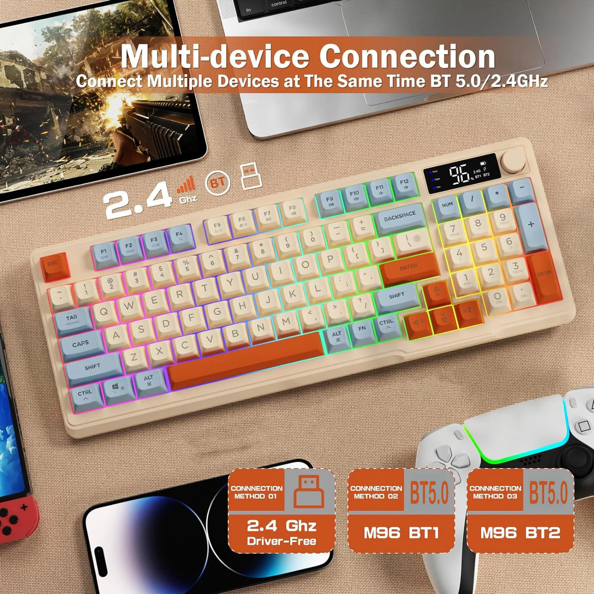 Attack Shark M96 Wireless Gaming Keyboard With Display And Knob