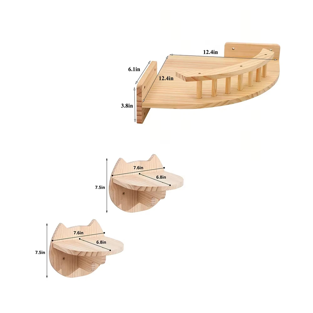 CWV Wall Mounted Corner Hammock With Steps Cat Tree Set