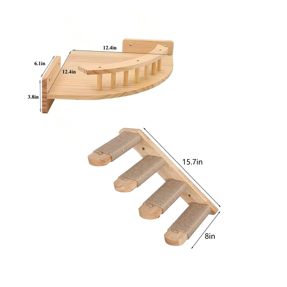 CWV Wall Mounted Corner Hammock With Steps Cat Tree Set