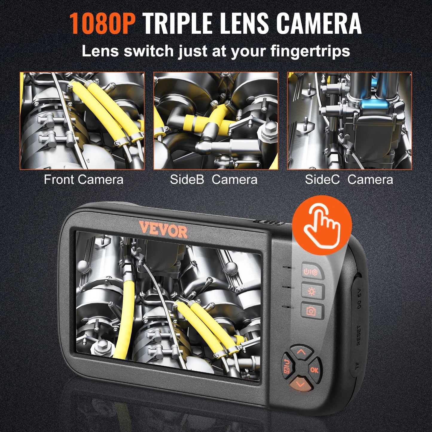 SucceBuy Triple Lens Industrial Endoscope Camera IP67 Waterproof