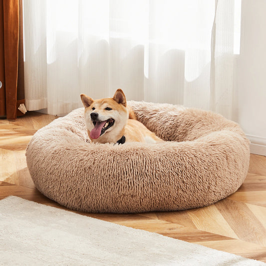 JHK Calming Dog Bed Plush Round Anti Slip Washable Lounge