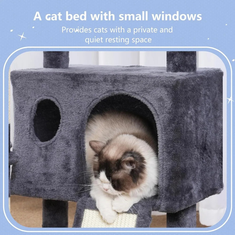 NBVCX Cat Tree Tower With Sisal Posts Condo Hammock Ball