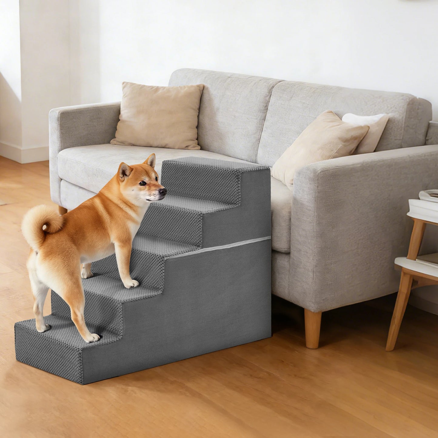 Three To Five Step Right Angled Foam Dog Stairs Ramp