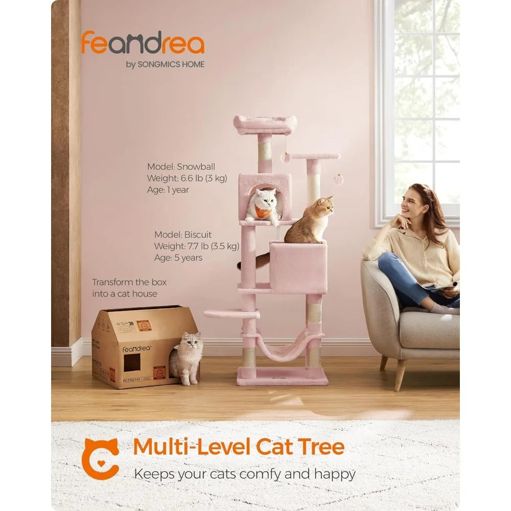 NBVCX Multi Level Cat Tree With Scratching Posts Perches Caves