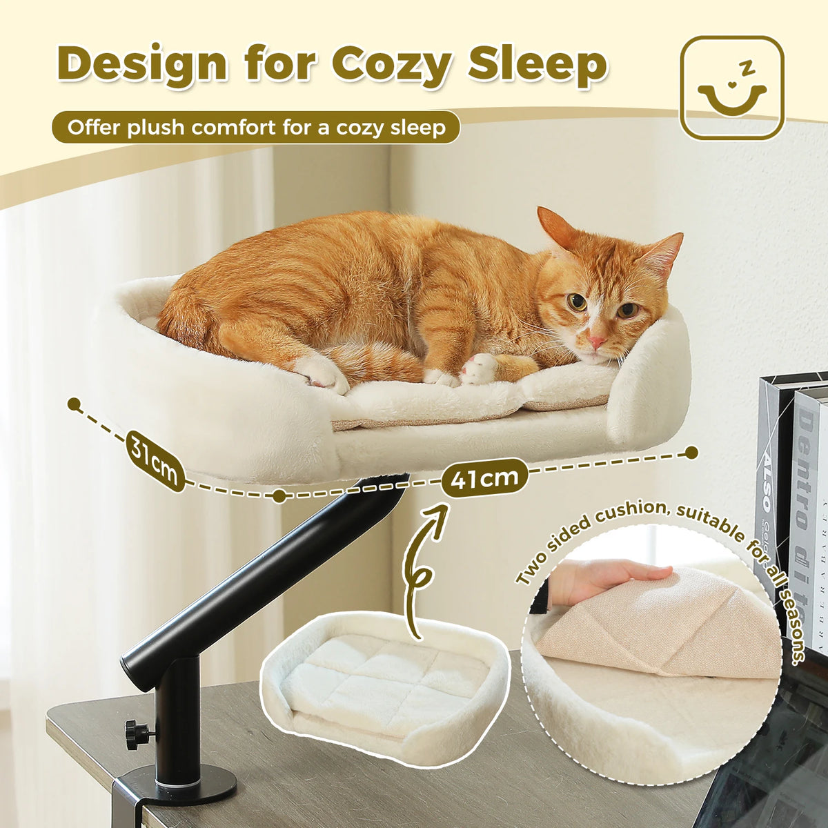 PAWZ Road Rotatable Cat Desk Hammock With Plush Cushion