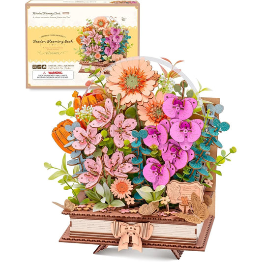 Rolife 3D Puzzle Wooden Blooming Book DIY Flower Bouquet
