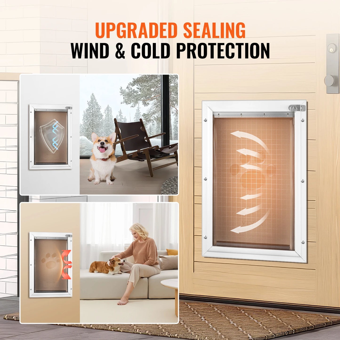 Weatherproof Aluminum Frame Pet Door With Lock And Flap