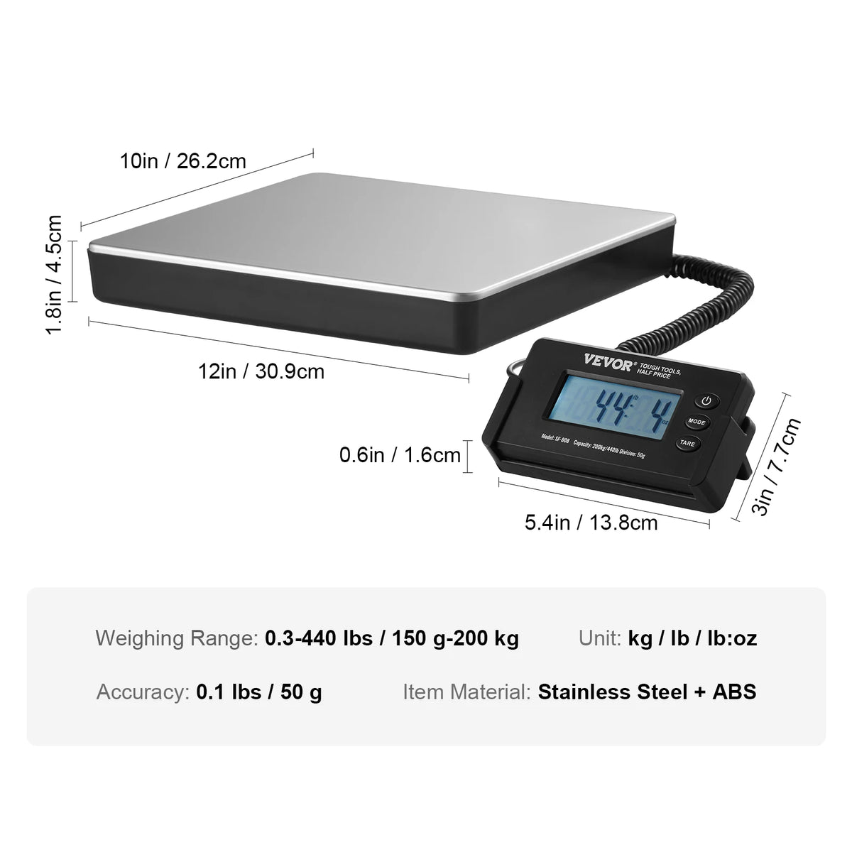 Split Type Digital Shipping Scale With LCD Screen And Timer