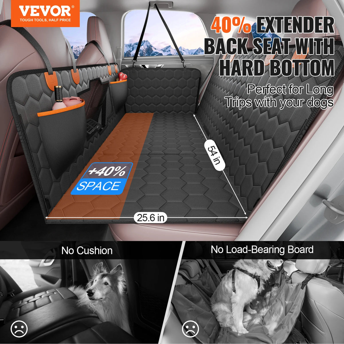 SucceBuy Back Seat Extender Dog Car Hammock With Mesh