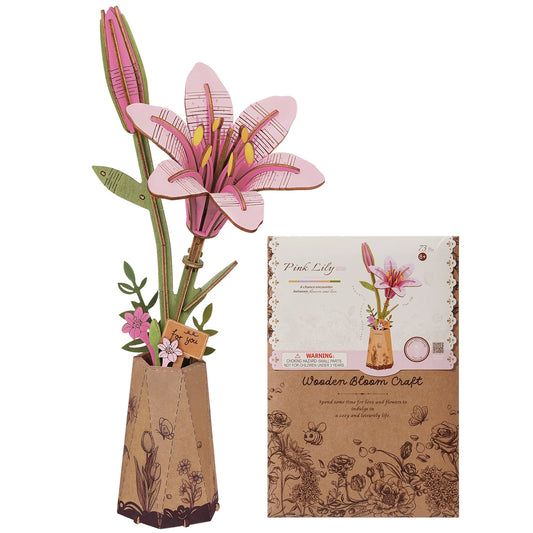 Rolife Wooden 3D Puzzle Lily Artificial Flower DIY Building Kit