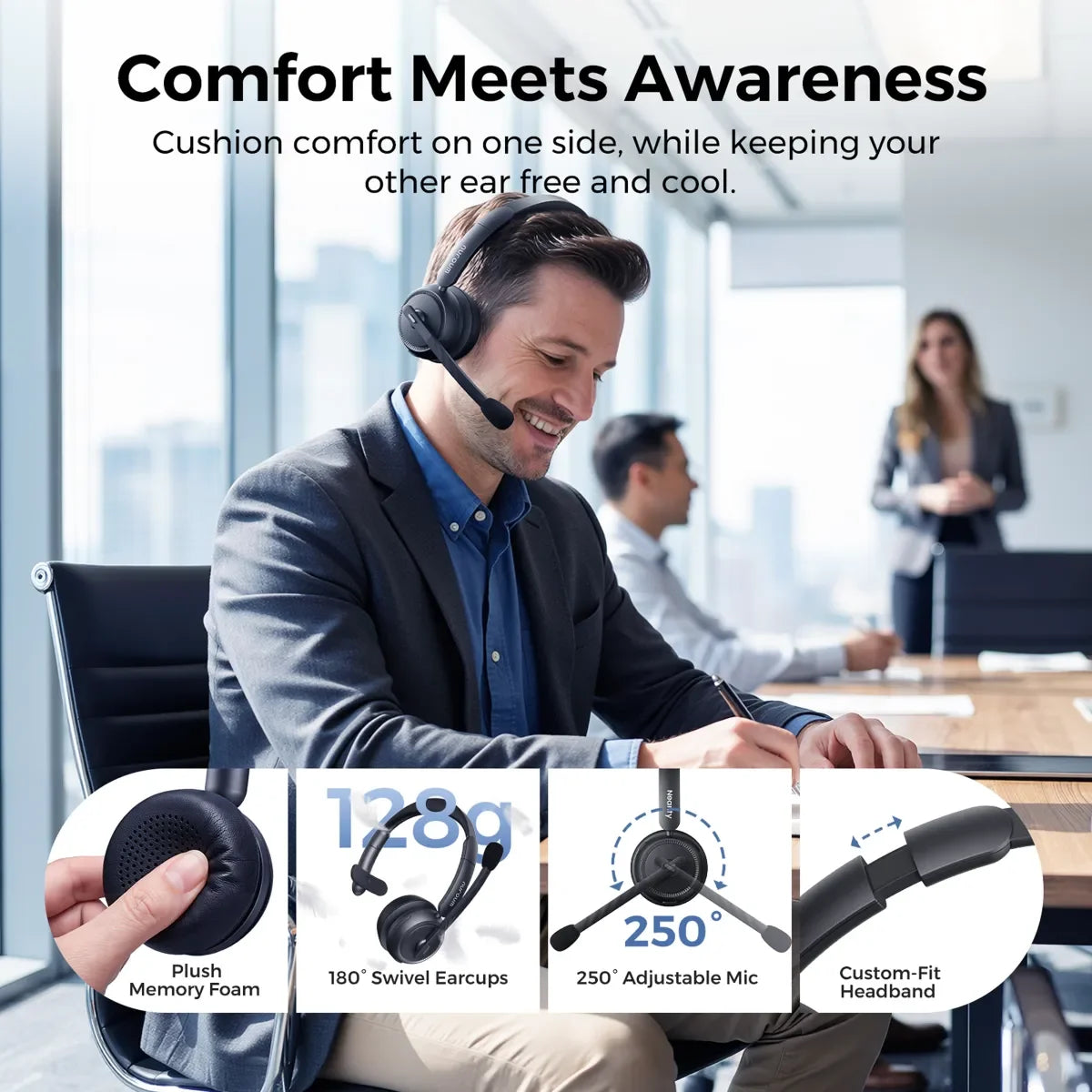 Nuroum Bluetooth Over Ear Headset With ENC Noise Cancelling Microphone