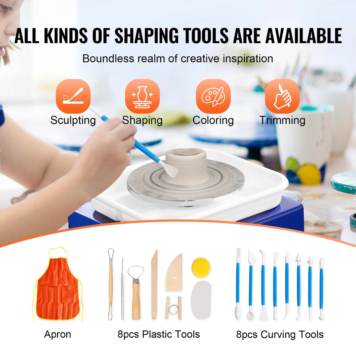 SucceBuy Mini Pottery Wheel With Adjustable Speed And Basin