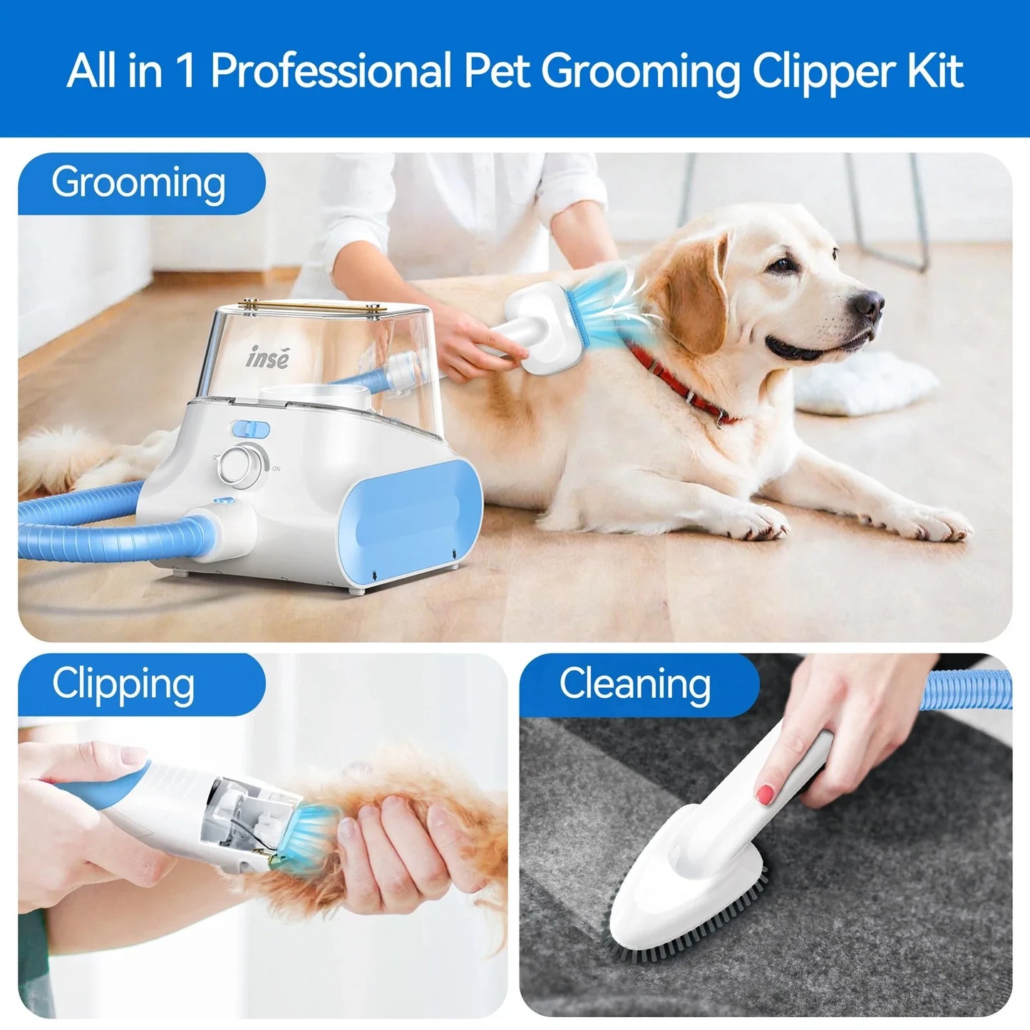 Inse Corded Dog Grooming Vacuum With Low Noise Dust Box