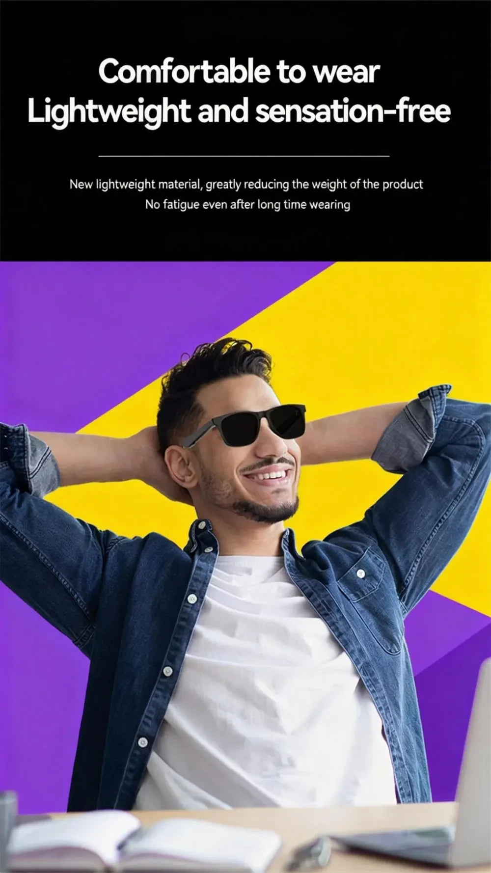 Chotog D11 Plus Smart Glasses With Touch Control Stereo Audio