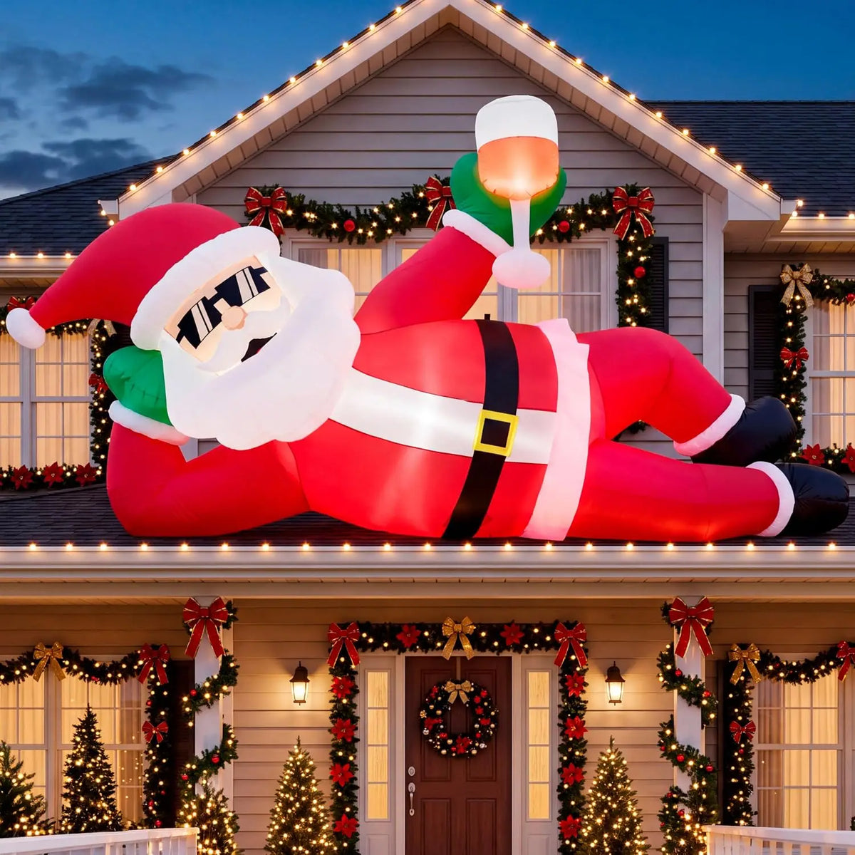 Joyfy Giant Inflatable Santa Claus With LED Lights Outdoor Decoration