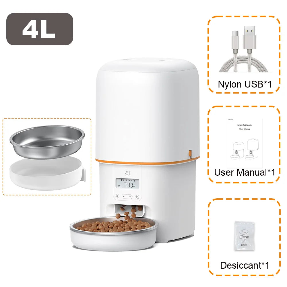 Nityers Automatic Cat Food Dispenser With Stainless Steel Bowl