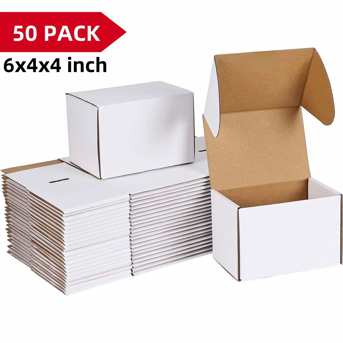 Set Of 50 White Corrugated Cardboard Shipping Boxes