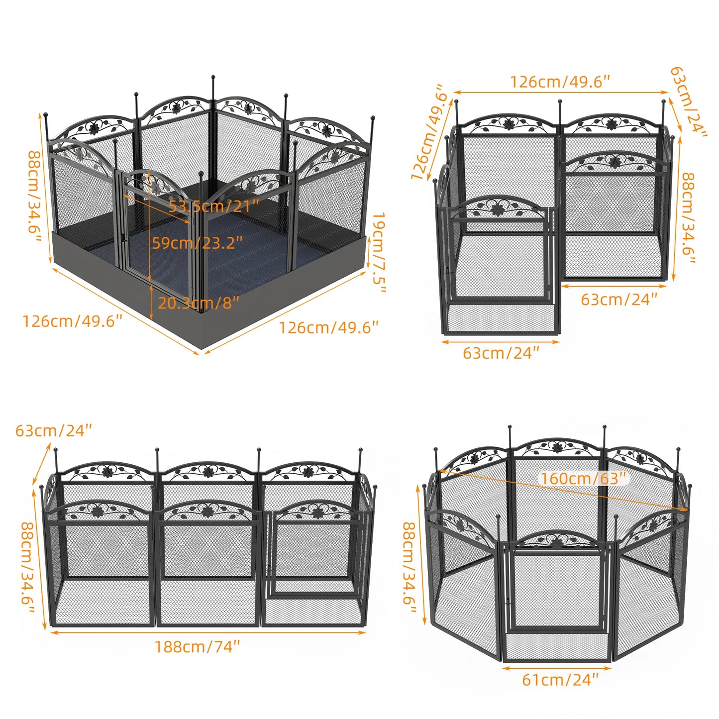 Bingopaw Heavy Duty Metal Dog Playpen Indoor Outdoor Pet Fence