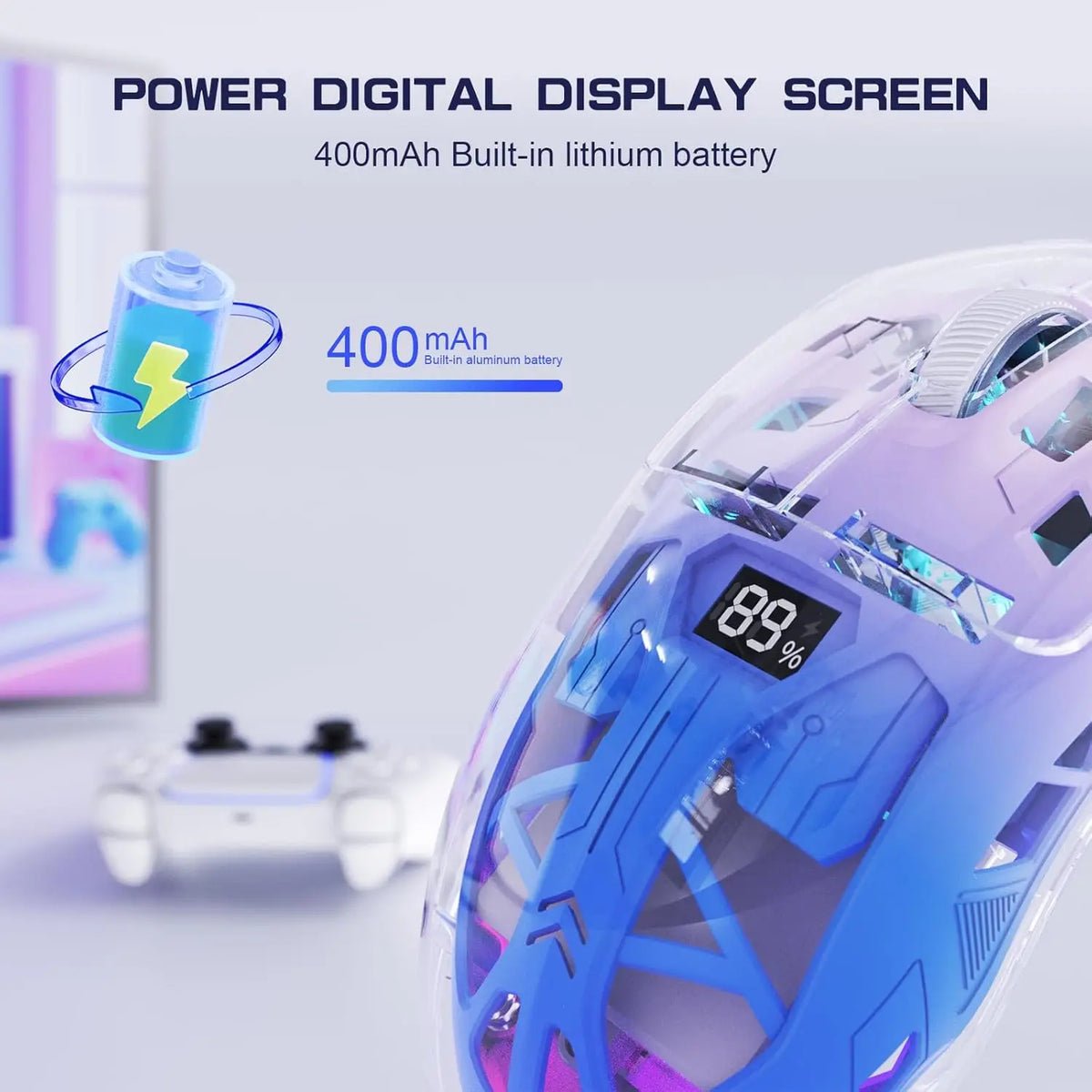 Attack Shark A2 Bluetooth Wireless Gaming Mouse RGB Digital Screen