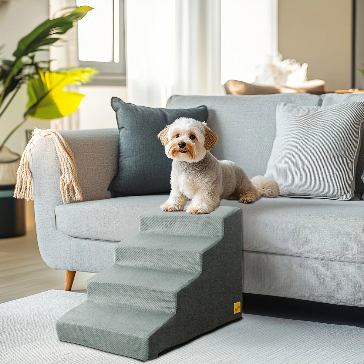 Dog Stairs Ramp With Washable Cover Non Slip Steps Sofa