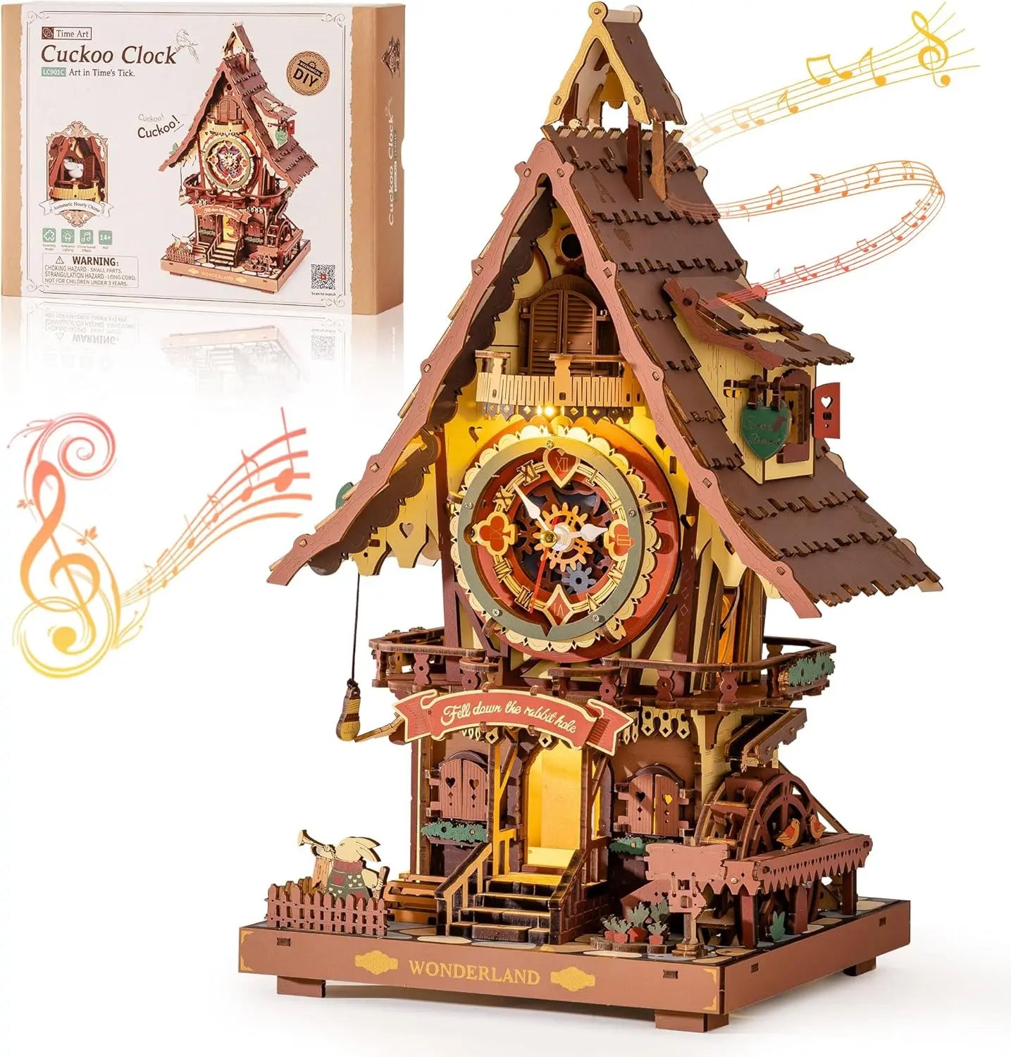 Robotime Rokr 3D Wooden Puzzle Cuckoo Clock Model Kit