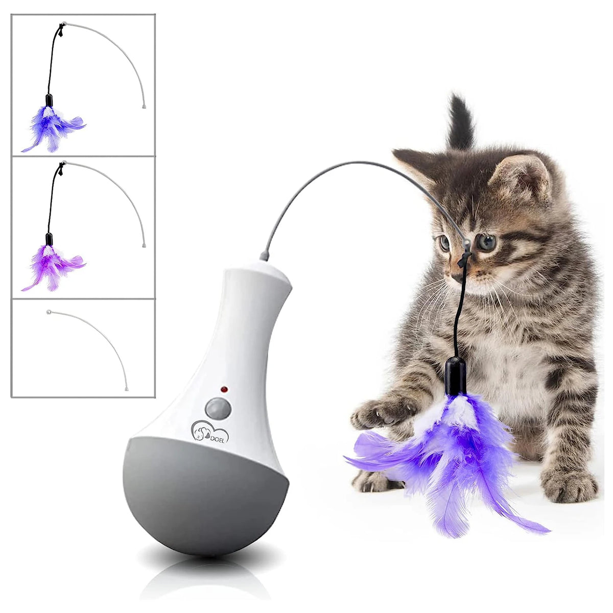 Cat Interactive Feather Toy Teaser For Kittens Indoor Automatic Spinner