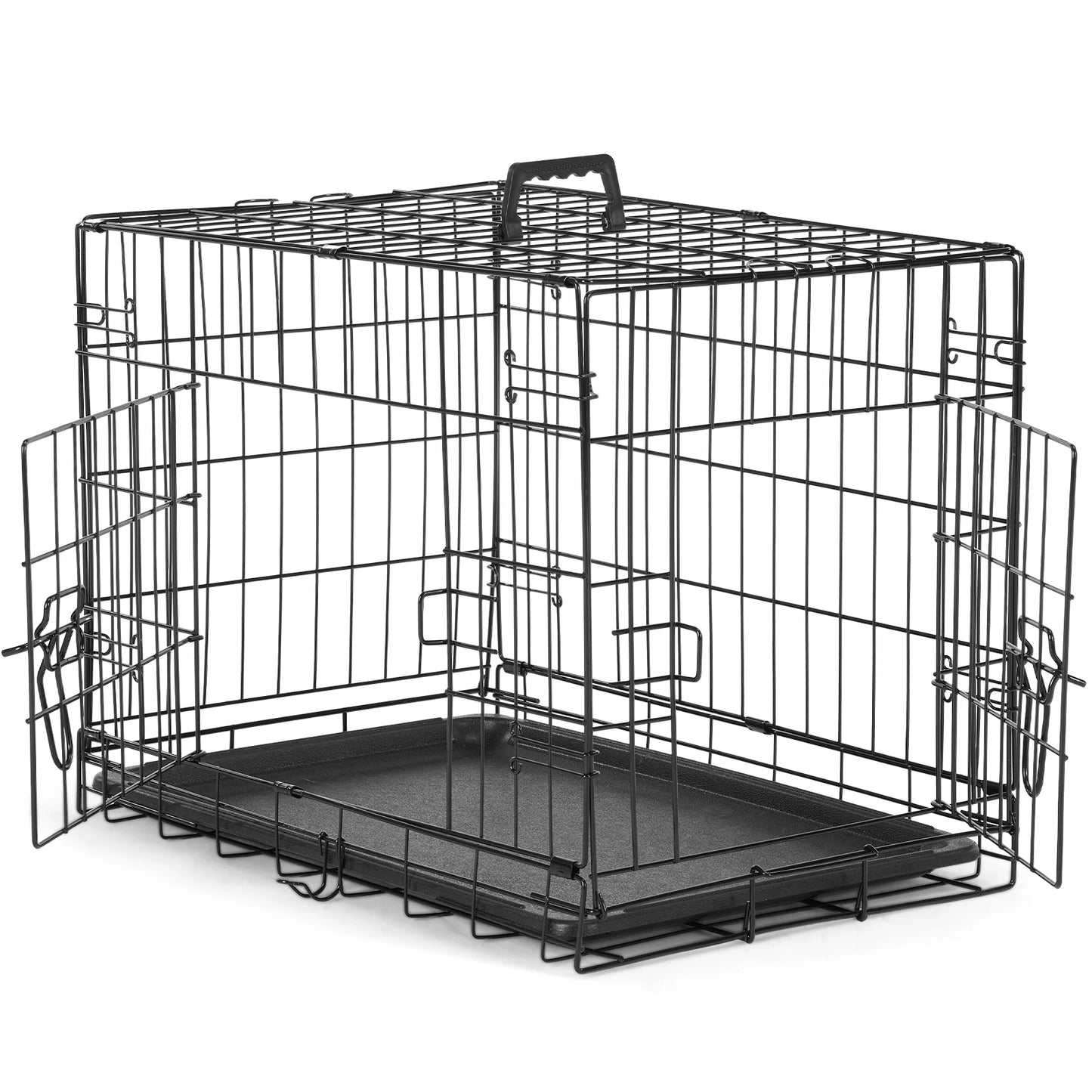 JHK Double Door Folding Metal Wire Dog Cage With Pan