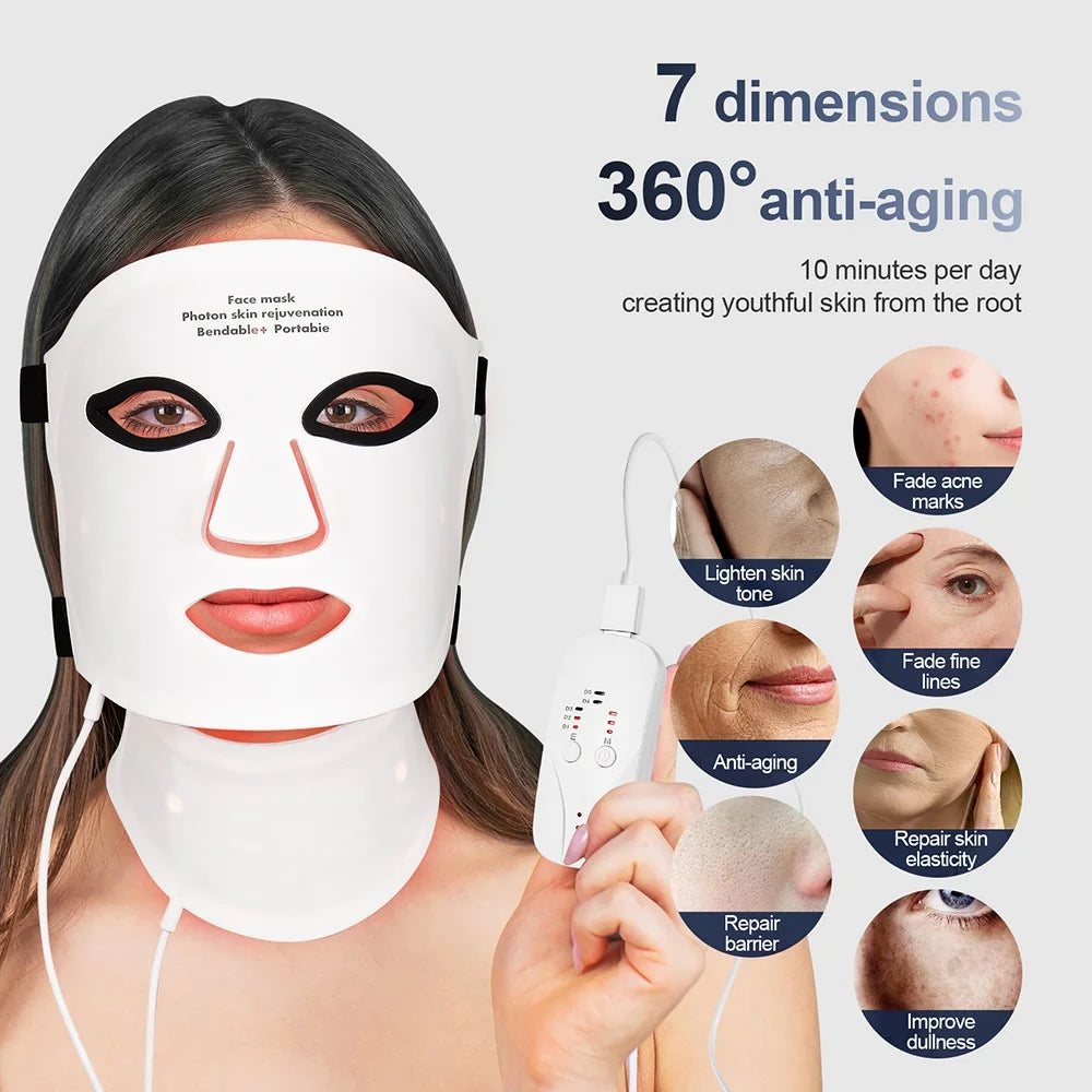 Foreverlily Silicone LED Face Neck Mask Skin Rejuvenation Wireless Therapy