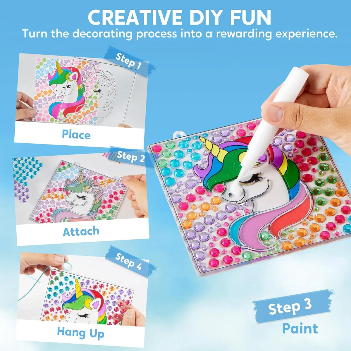 Joyfy 4 Piece Window Gem Suncatcher Craft Kit For Kids