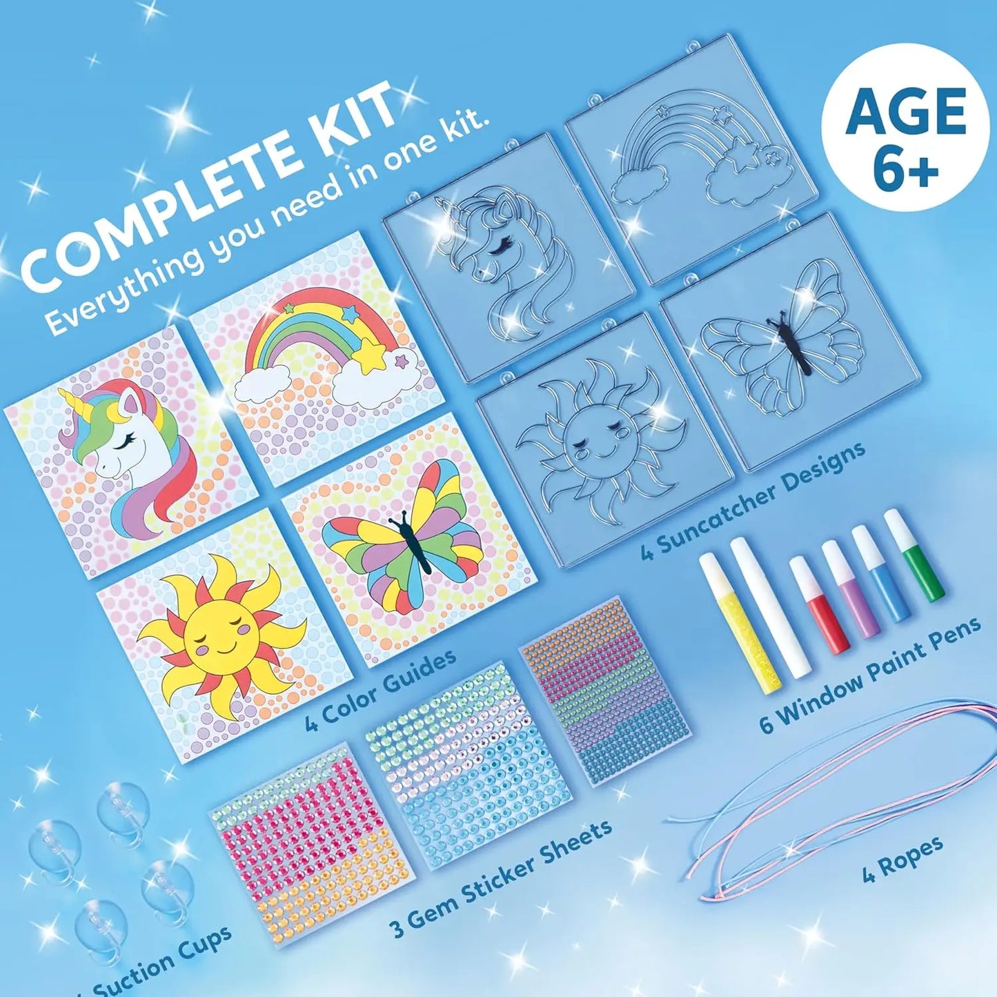 Joyfy 4 Piece Window Gem Suncatcher Craft Kit For Kids
