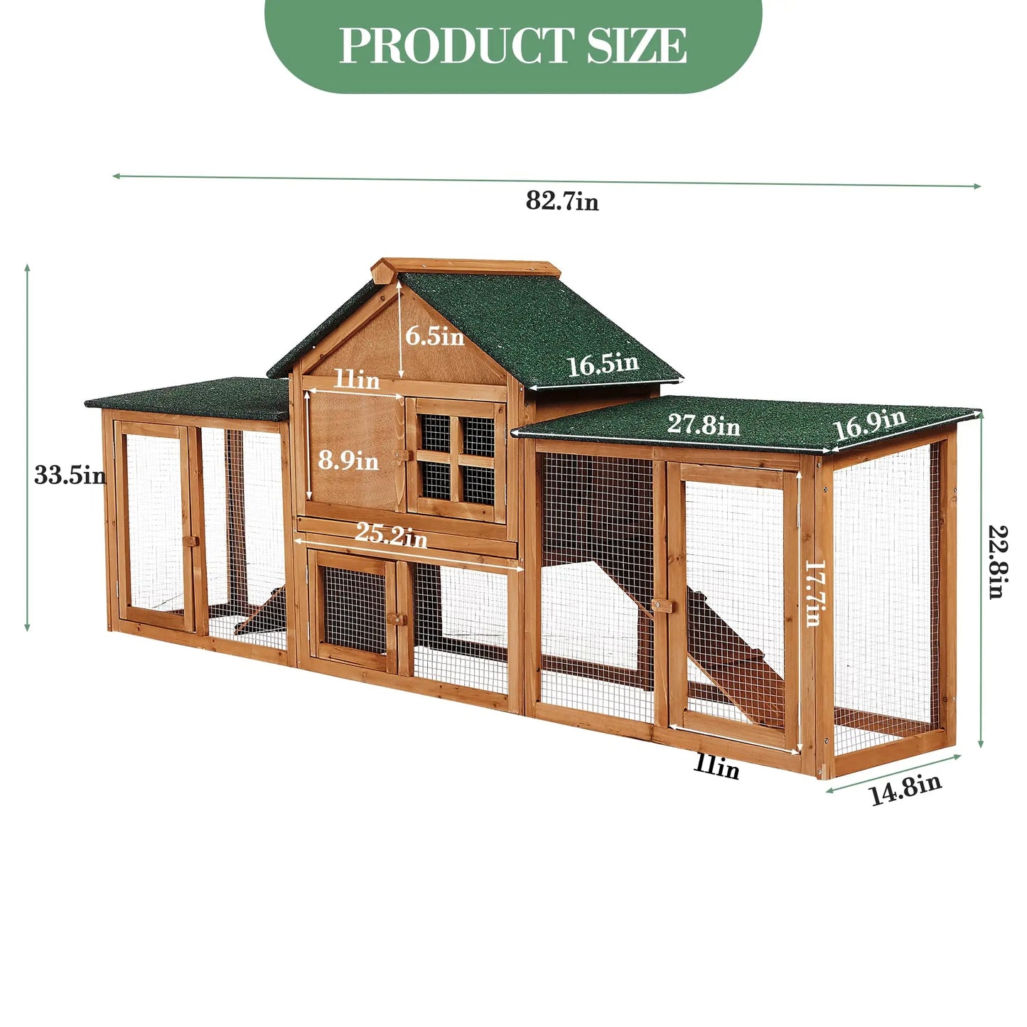 DishyKooker Wooden 2 Story Outdoor Bunny Hutch Double Runs Tray