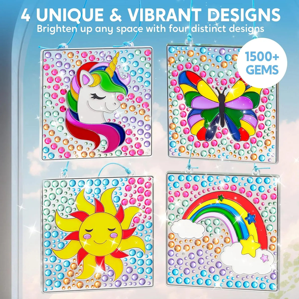 Joyfy 4 Piece Window Gem Suncatcher Craft Kit For Kids